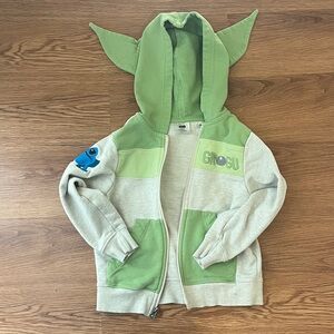 Hanna Andersson Star Wars Grogu Green and Gray Kids Hoodie
